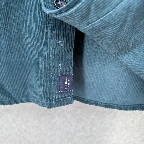 LL Bean Mens Corduroy Long Sleeve Button Up Shirt Size L Dusty Blue Classic - Picture 5 of 13